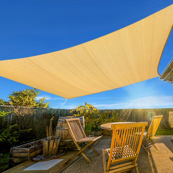 Solskygge Sejl Buet Kommerciel Udendørs Skygge Cover Rektangel Heavy Duty Permeabel Baggård Skygge klud til Patio Have Beige 2×2M