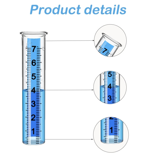 7" plastik regnmåler erstatningsrør, 8,25 x 2,25 x 1,75", kulde- og revnebestandig, velegnet til udendørs haveterrassehjem B