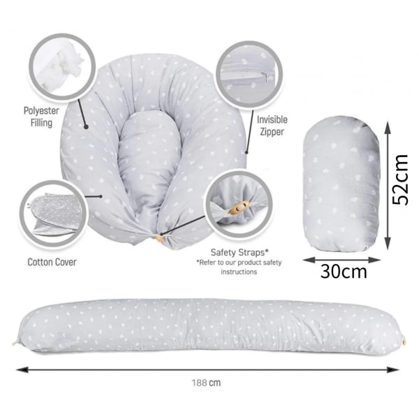 Graviditetspute med 100 % polyesterfyllmateriale - Pute for amming, koselige ammeputer for babyer stripe