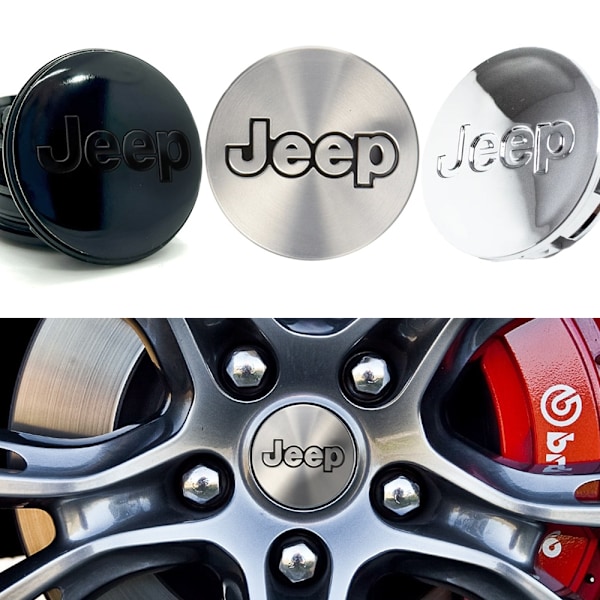 4-Pack - Jeep Navkapslar / Hjulnavsemblem - B 64mm - Silver 60