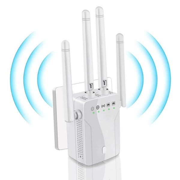 Signalforsterker for trådløst nettverk Hjem WiFi Extender Signalforsterker: Rekkevidde for Internett-repeater Opp til US standard white