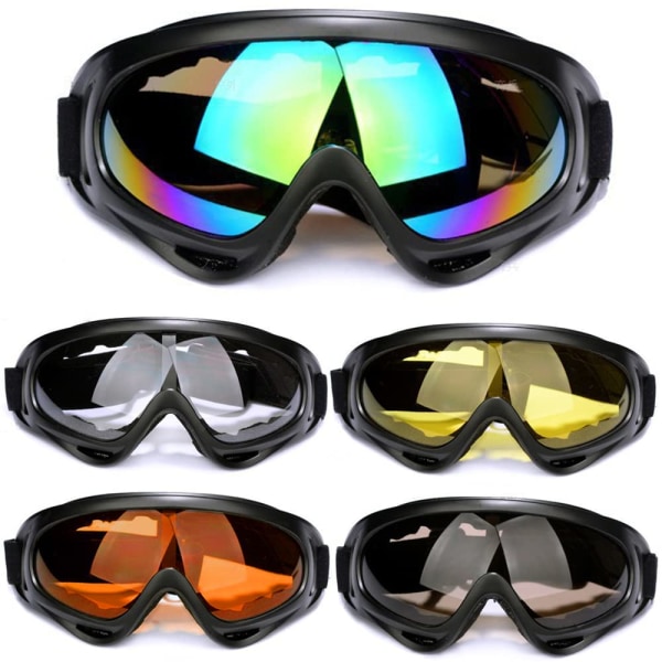Justerbara skid- och motorcykelglasögon - Anti-UV snowboardglasögon för terrängkörning - Skyddande stridsglasögon för män, kvinnor och barn yellow
