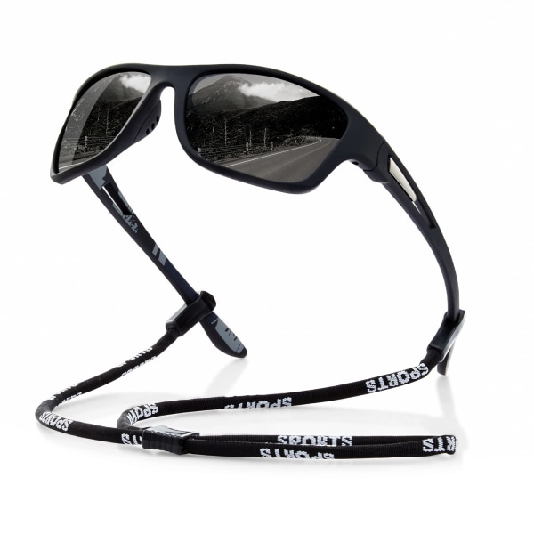Polariserede sportssolbriller til mænd: UV390 beskyttelsesbriller Dame Wrap Around Goggles til kørsel Fiskeri grey
