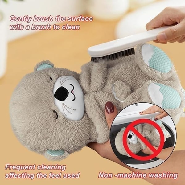 Bärbar gosig plysch Otter Baby Sound Toy - Presenter till nyfödda med musik, ljus och lugnande funktioner Dark Gray
