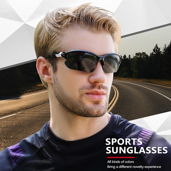 Sportspolariserede solbriller til mænd Cykling Løb Fiskeri UV-beskyttelse Solbriller Letvægtsbriller med halv stel Black and yellow frame porn film