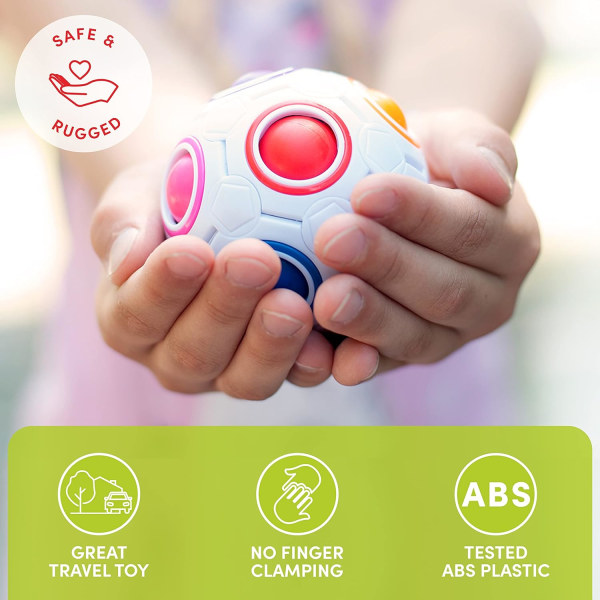 Original Rainbow Puzzle Ball I Brain Teasers för barn i åldrarna 6-10 I för pojkar och flickor 6+ år I Reseleksak för barn | Fidget Ball Magic Ball White 1PCS