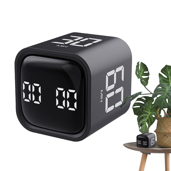 Förbättra din tidshantering med Timer Cube - Digital Visual Timer med Gravity Countdown - Type-C laddning - Perfekt för kök Black