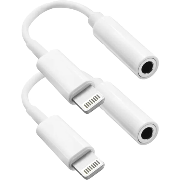2-pack för iPhone 3,5 mm hörlursadapter, Lightning till 3,5 mm hörlurs-/hörlursuttag Ljudkonverterare med iPhone 14 13 12 11 Pro XR XS Max X 8 7...