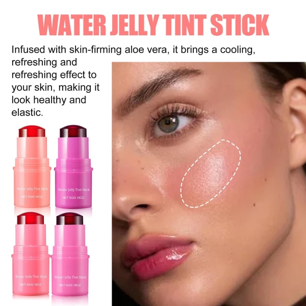 Milk Jelly Tint, Cooling Water Jelly Tint, Sheer Lip & Cheek Stain - Byggbar akvarellfinish - 1 000+ svep per sticka coral