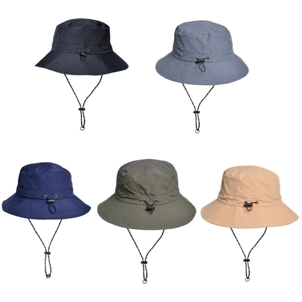 Vandtæt solbeskyttelse Anti-UV Bucket Hat Solhat Panama Fiskehætte Cap Army Green