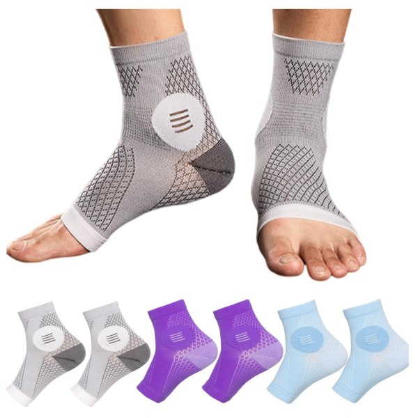 3 par Neuropathy sokker - Kompressionsstrømper til ankelstøtte, akillessenesmerter og fodsmerter (6 farver, størrelse XL) 3PCS Purple M