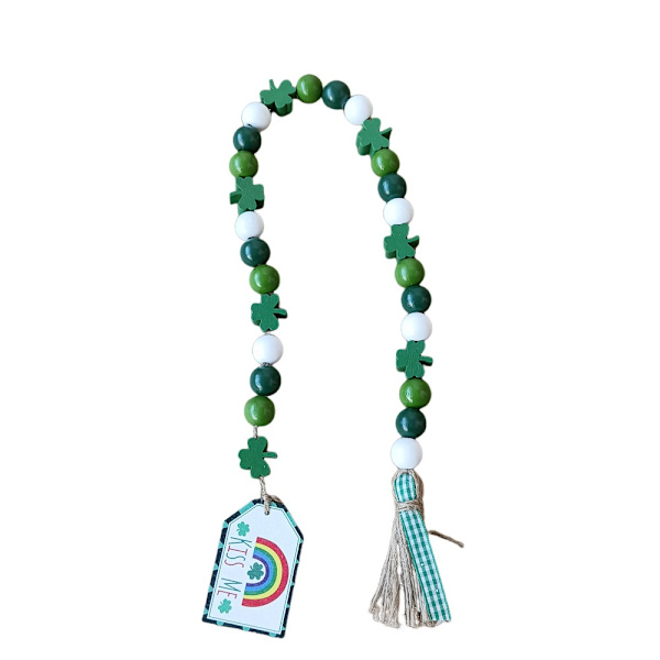 Irish Beaded Garland - St. Patrick's Day Spring Tree Decor - Lucky Wood Bead Ornaments - Festligt festhänge 7