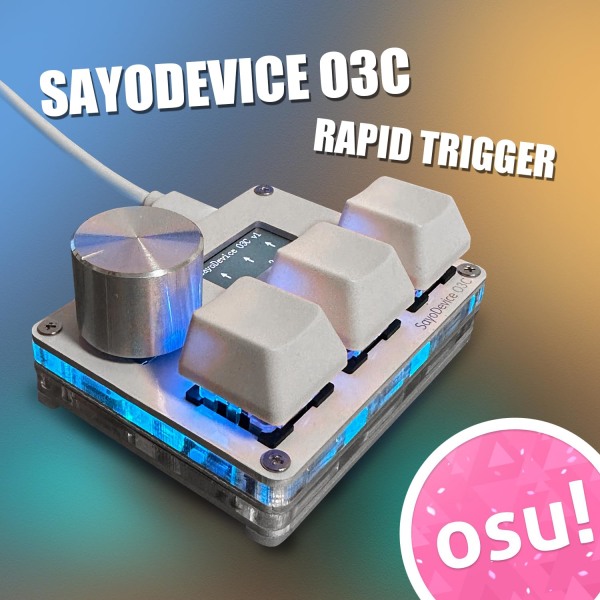 SayoDevice OSU O3C Rapid Trigger Hall Switchar Magnetic Linear Switches Tangentbord med ratt och skärm, Kopiera klistra, Shotcut, Macro Hotswap Mini Tangentbord 4 key black