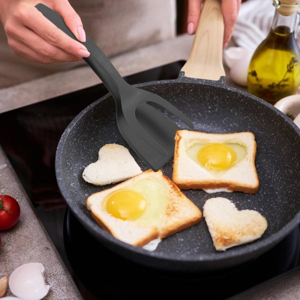 FOOD SPATULAS Tong, køkkenæg flipper spatel tang, 2 i 1 greb og flip spatel flipper til æg og pandekager, fisk, omelet red