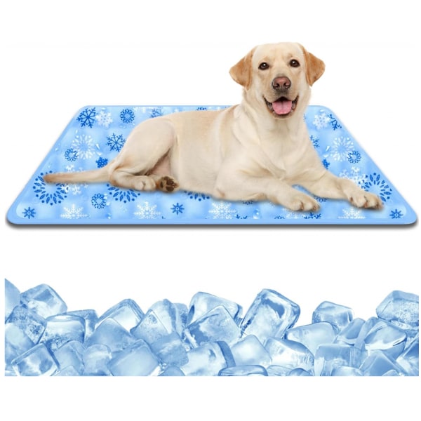 Kjøleunderlag og sovematte for hund, selvavkjølende hundematte for mellomstore og store kjæledyr, egnet for varme sommerdager utendørs, holder hunden avkjølt, 35*23 tommer Blue 50x60cm