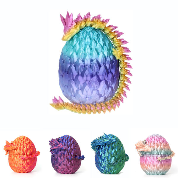 3D-printet drageægsæt, ædelstensdragepynt, håndfigurgaver, farverige dekorative kreative ornamenter 12 inches blue