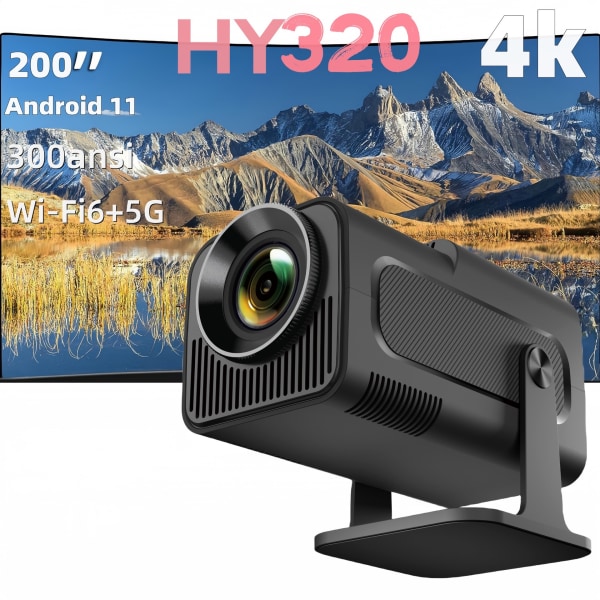 Miniprojektor Full HD 4K, støtter WiFi 6, BT5.0, 150 tommer, 360 graders flip smart projektor, LED-projektor, 180° roterbar US Plug