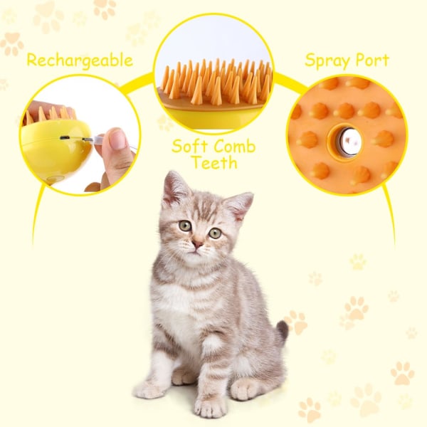 Ansa och skäm bort din katt med 2024 ny 4 i 1 ångande kattborste - självrengörande, massage och hårborste - Silikonångborste för husdjur green