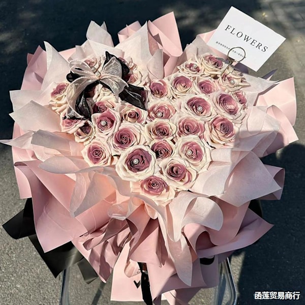 Äitienpäivä vaaleanpunainen kimalteleva ruusukimppu henkilökohtainen keinotekoinen ruusukimppu Fake ruusukimppu rakkauslahja ystävänpäivän vuosipäiväksi, häiksi 19 flowers