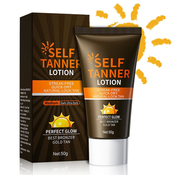 50g Fuktighetsgivende Bronzer Tanning Cream, Self Tanner Tanning Lotion -for ansikt og kropp, Sunless Tanner, Quick Tan for naturlig utseende bronzerglød