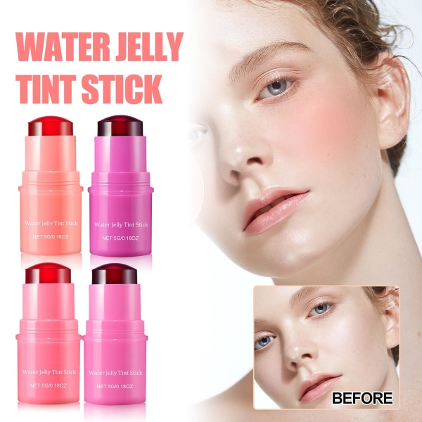 Milk Jelly Tint, Cooling Water Jelly Tint, Sheer Lip & Cheek Stain - Byggbar akvarellfinish - 1 000+ svep per sticka red