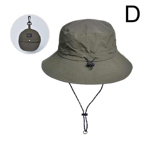 Vandtæt solbeskyttelse Anti-UV Bucket Hat Solhat Panama Fiskehætte Cap Army Green