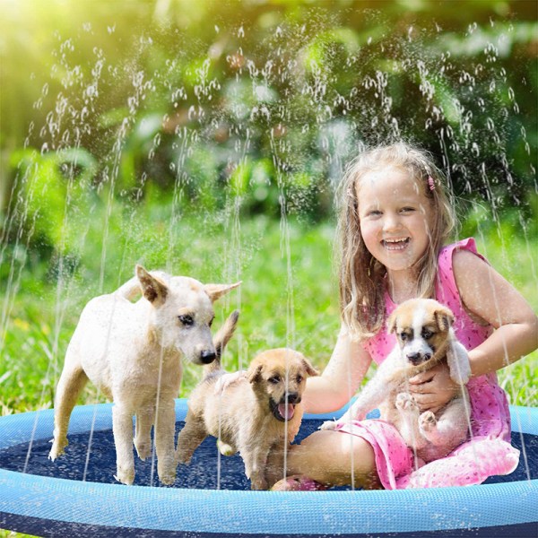 Skridsikker stænkmåtte til børn og hunde, fortykket springvand, sommer udendørs vandlegetøj - Sjovt baggårdsspringvand legemåtte til babyer, piger A