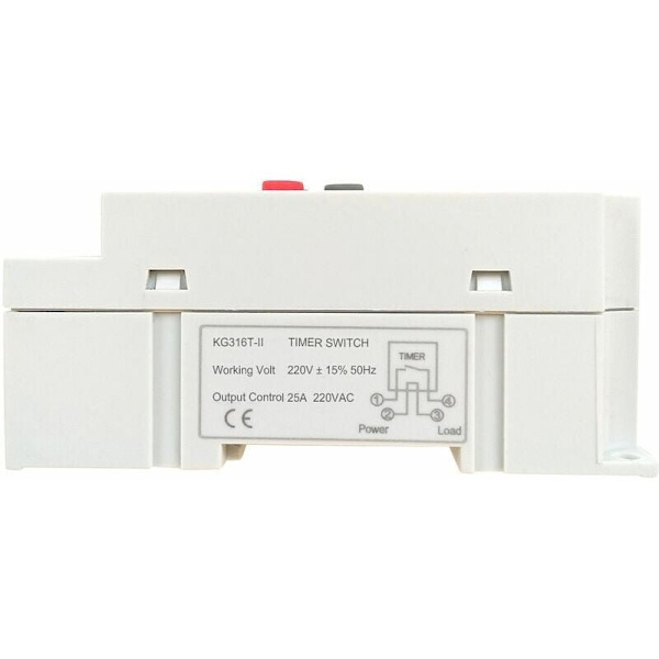 AC 220V 25A Digital Programmerbar Timer Din-skena Elektronisk Timer Tid Strömbrytare Controller med LCD-display Klocka - Vit-Glad