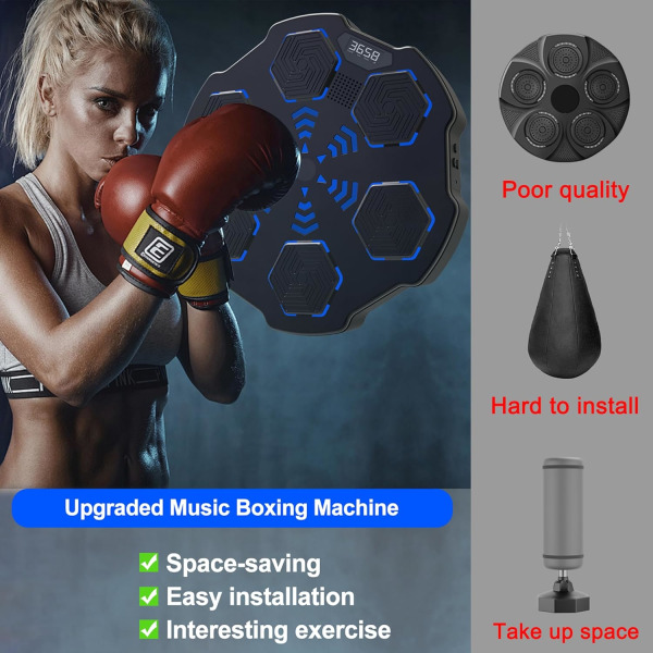 Music Boxing Machine Smart Boxing Music Workout Machine ， Veggboksing elektronisk slagmatte Hjemmeboksetrening a3