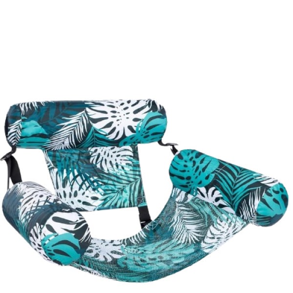 Poolflottor för vuxna, 1-pack uppblåsbar poolsäng, uppblåsbar poolflottor för vuxna, flytande vattenstol för poolfest sommarvattennöje Leaf Green