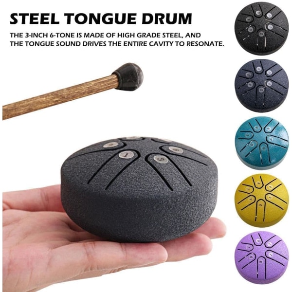 Utendørs regntromme: Vanntett ståltungetrommeklokke, 6 toner Mini Handpan-tromme for rolige melodier Purple