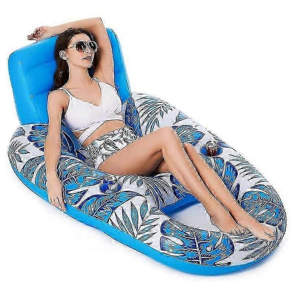 Uppblåsbar Pool Float Vuxen, Pool Lounge Float Pool Floaties Lounger Floats Flotte Flytande Stol Vatten Floaty kompatibel blue