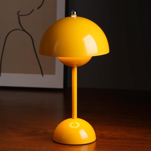 Sladdlös svampbordslampa - 3-färgsdimbar lampa, uppladdningsbar LED-nattlampa för säng, inomhus/utomhusbruk Lemon Yellow