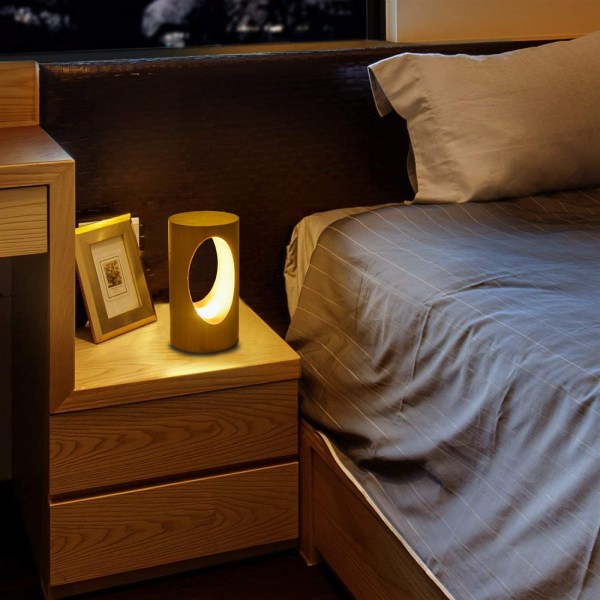 Ainutlaatuinen puinen LED-pöytävalaisin: Himmennettävä yövalo makuuhuoneeseen, luova kodin sisustus – täydellinen lahjaidea square