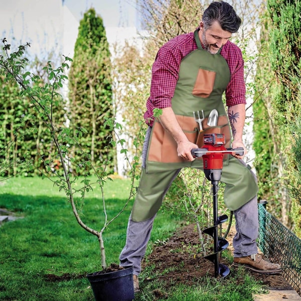 Puutarhanhoitoessu, unisex -työvälineessu kulutusta kestävästä kankaasta, iso taskuesiliina, halkaisijalkainen esiliina, puusepänessu, vedenpitävä esiliina Khaki pocket