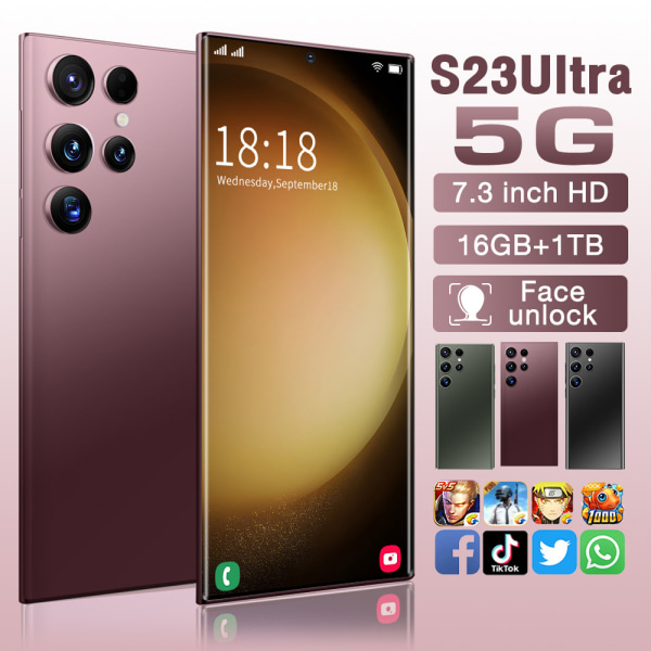 Ny smarttelefon i toppklass med 7,3-tums Octa Core-processor med stor skärm black