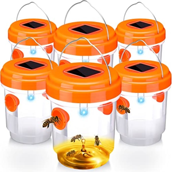 2 kpl aurinkoampiaisia ​​，ulkokäyttöiset riippuvat keltatakkipyydykset Puusepän mehiläispyydykset ulkohornet-ansalle, mehiläispyörille, hyönteisperhoille Orange 6pcs
