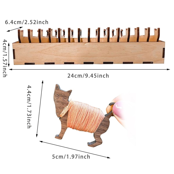 Puisia puinen eläinrullasetti, kirjonta- ja ompelulangan järjestäjä, ompelutarvikkeiden säilytystyökalu Cat