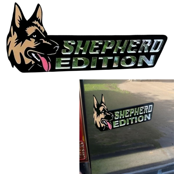 Premium laserskåret hundebilemblem: 3D-emblem til bil, lastbil, autocamper og båd udvendig dekoration - skinnende bilmærkater