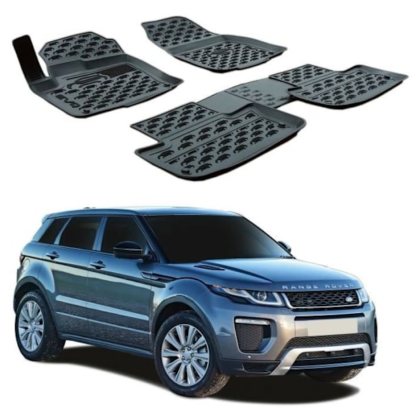 Lattiamatot - SCOUTT - 3D Premium -kumi - Land Rover Evoque 2011-2018 - Musta - Custom Svart