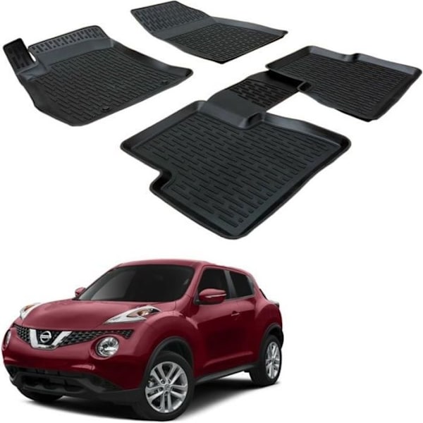 3D gulvmåtter - SCOUTT - Nissan Juke 2010-2018 - Premium gummi - Vandafvisende - Skræddersyet Svart