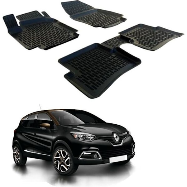 3D-lattiamatot - SCOUTT - Renault Captur 2014-2019 - Premium-kumi - Vedenkestävä - Räätälöity Svart