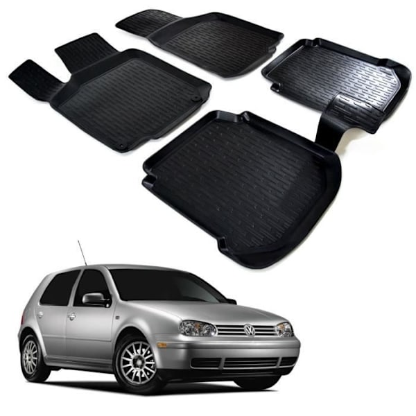 Premium gummigulvmåtter - SCOUTT - Kompatibel Skoda GOLF IV 1997-2003 - 4 stk - Sort - 3D Design Svart