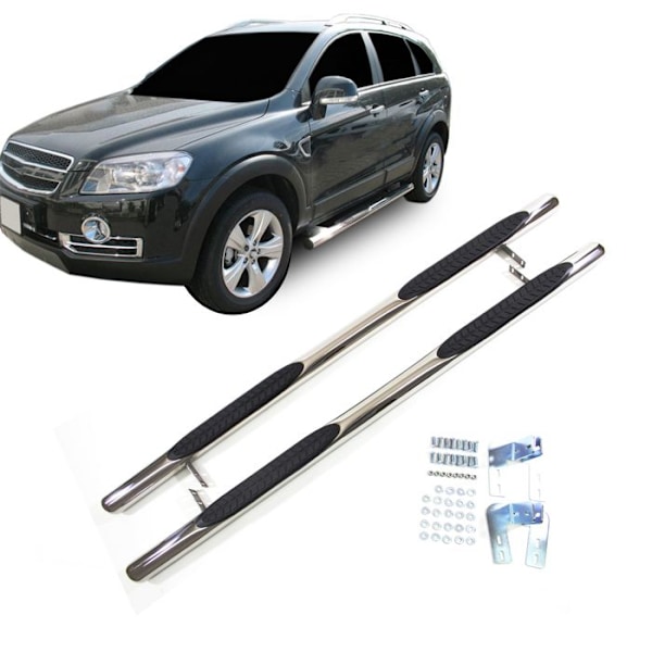 Tubes Marche-Fods Side - J&J Automotive - Chevrolet Captiva 2006-2018 - 2 stykker - Sort - Montering inkluderet