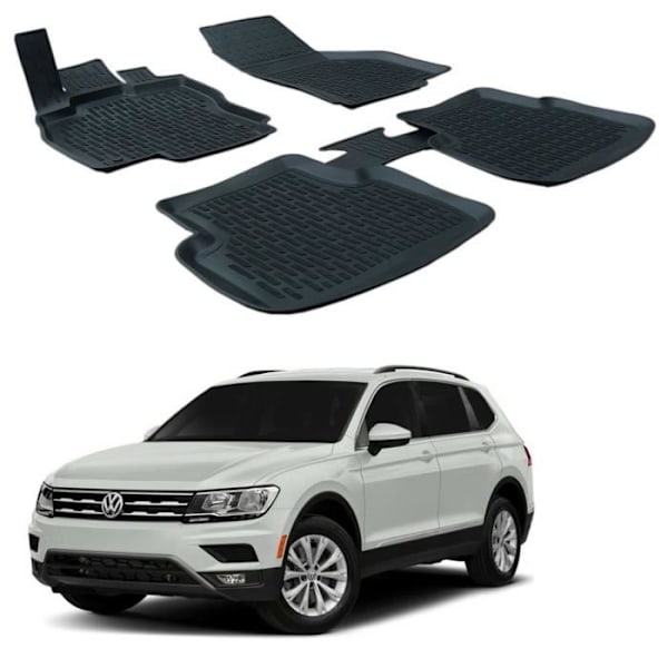 3D matot - SCOUTT - Volkswagen TIGUAN 2 - Premium kumi - Vedenkestävä - Räätälöity Svart