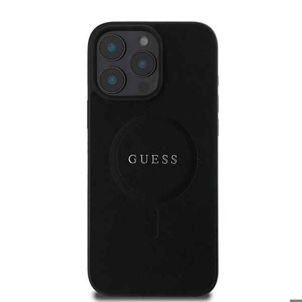 Coque för iPhone 16 Pro Max - Guess Saffiano Classic Logo MagSafe (GUHMP16XPSAHMCK) - Svart