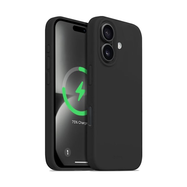 Skyddshölje - Crong - iPhone 16 Plus - Svart - Semi-hårt - MagSafe svart
