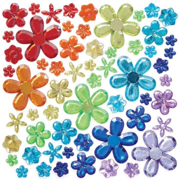 Baker Ross - FC878 - Självhäftande Rhinestones Rainbow Flowers Pattern - Paket med 180, kreativa hobbyer för barn ()