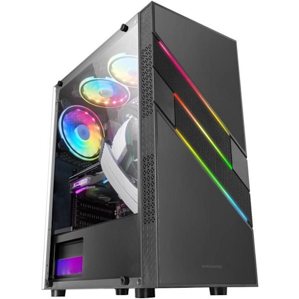 Mars Gaming MC-U3 RGB Mid-Tower E-ATX PC-fodral med glaspanel - svart - TU
