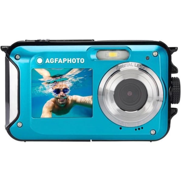 AGFA FOTO Realishot WP8000 - Vattentät digitalkamera (HD-video, dubbel LCD-skärm, 16x digital zoom) - blå